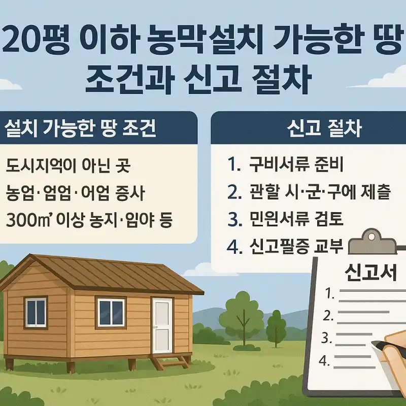 20평 이하 농막 설치 가능한 땅 조건과 신고 절차