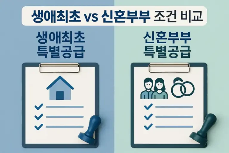 생애최초 특별공급과 신혼부부 특별공급 조건 비교