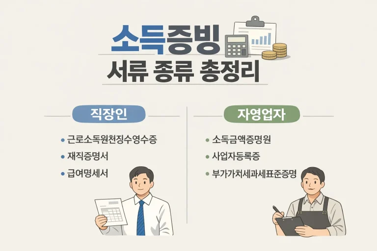 소득증빙 서류 종류 총정리 (직장인/자영업자)