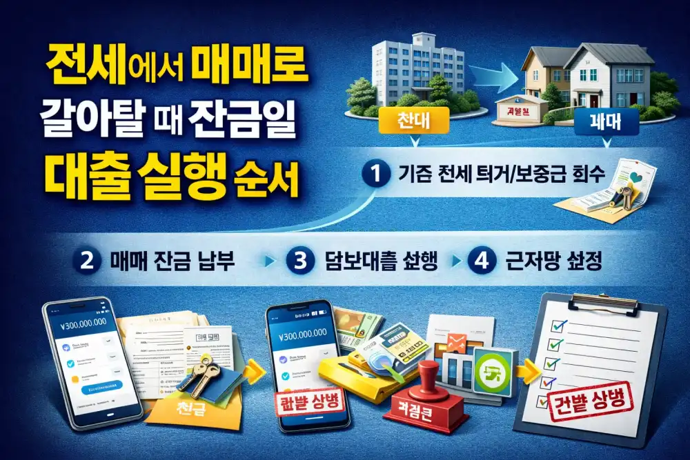 전세에서 매매로 갈아탈 때 잔금일 대출 실행 순서