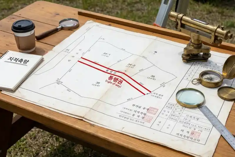 지적도에 표시된 통행 구간 측량 도면