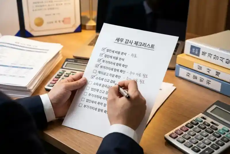 세무조사 체크리스트를 확인하는 장면