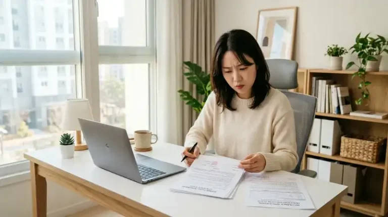 전세 계약서 검토하는 세입자