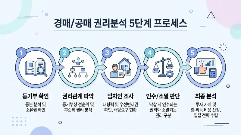 5단계 권리분석 프로세스 인포그래픽