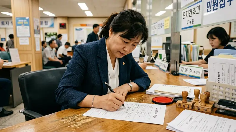 관공서 신청서 작성 장면