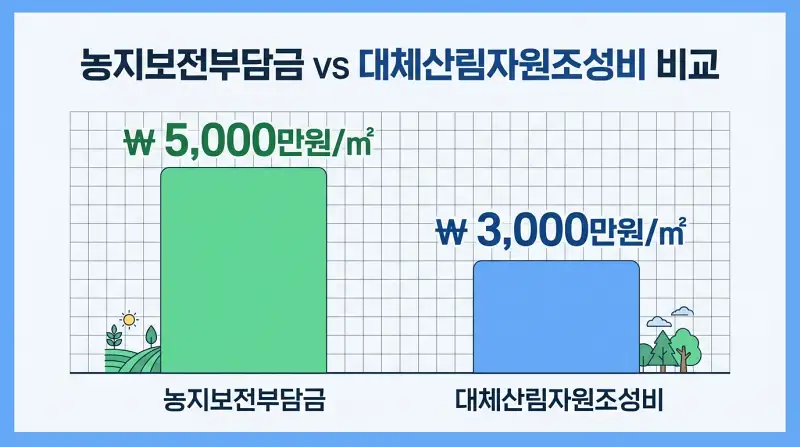 농지보전부담금 vs 대체산림자원조성비 비교