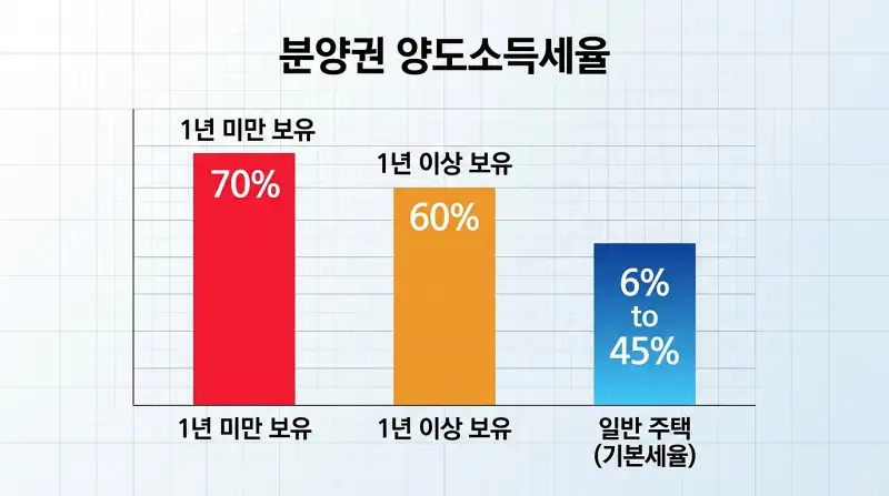 분양권 양도소득세율 비교 차트