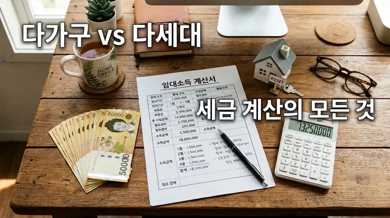 세금 계산 플랫레이 사진