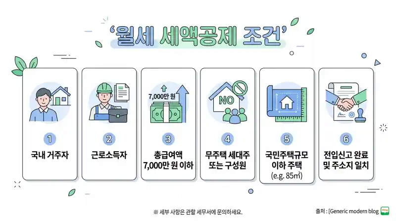 월세 세액공제 조건 6가지를 정리한 인포그래픽