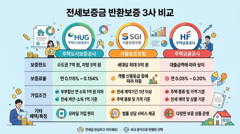 전세 보증보험 비교 인포그래픽