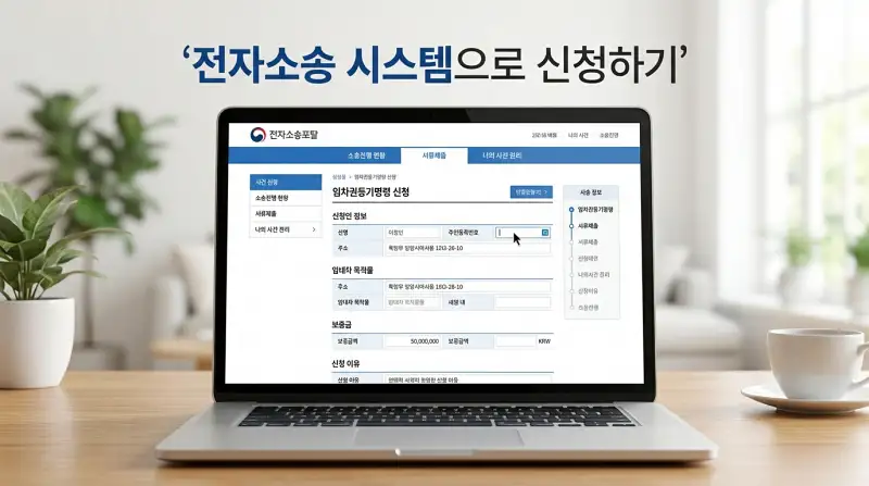  전자소송 시스템으로 신청하기