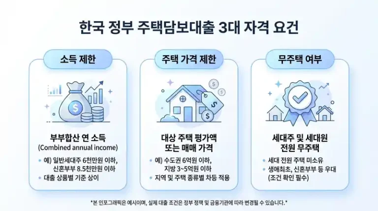 정부 주택담보대출 자격 조건 인포그래픽