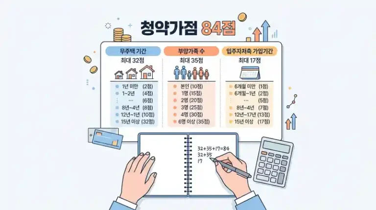 청약 가점 84점 계산 인포그래픽
