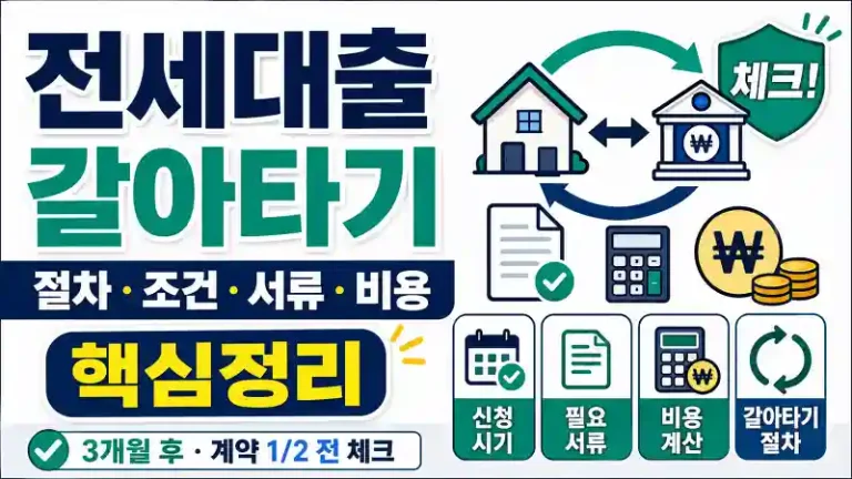 전세대출 갈아타기 절차, 조건, 필요서류, 비용 계산