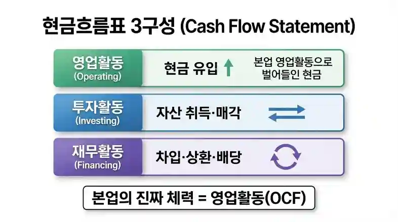현금흐름표 3구조 인포그래픽