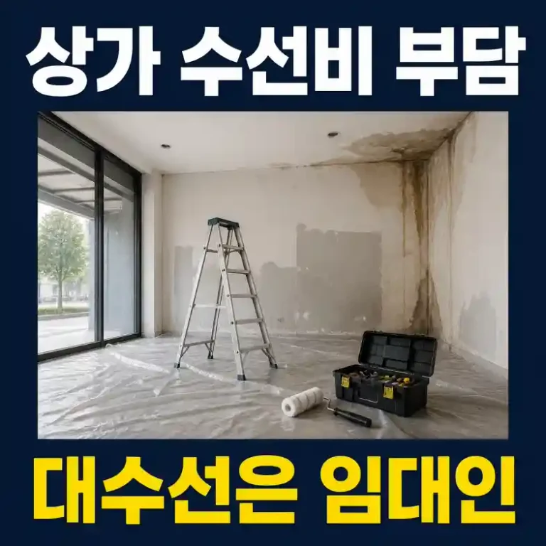 상가 수선비 부담을 판단하기 위해 점포 내부 수선 현장과 누수 흔적을 확인하는 모습