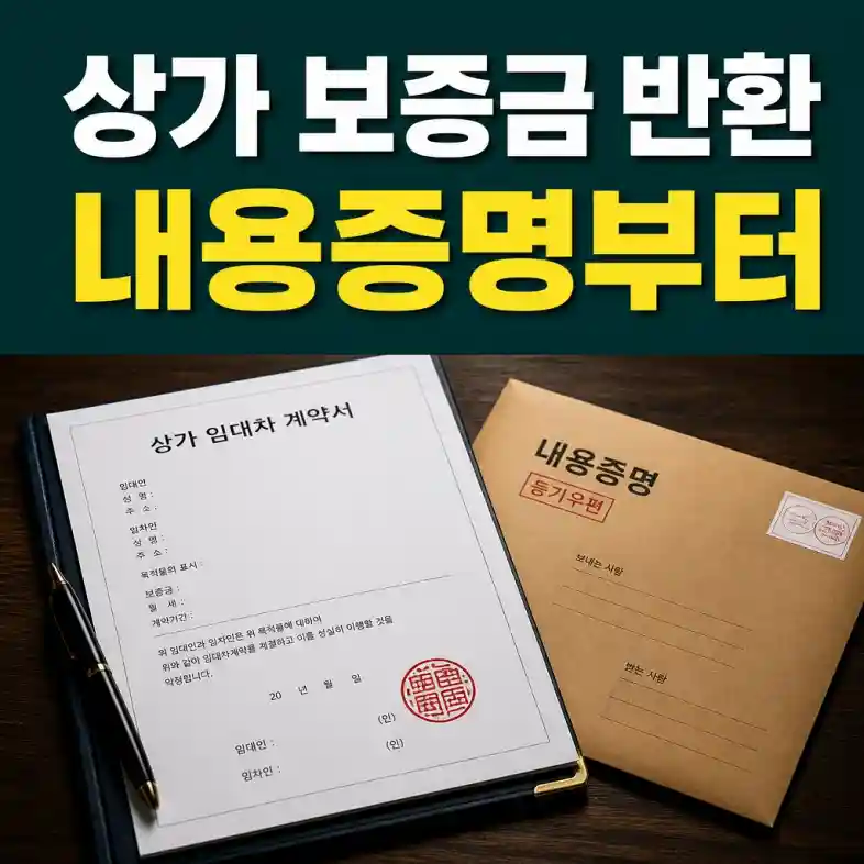 상가 임대차 보증금 반환을 위해 내용증명과 임대차계약서를 확인하는 임차인