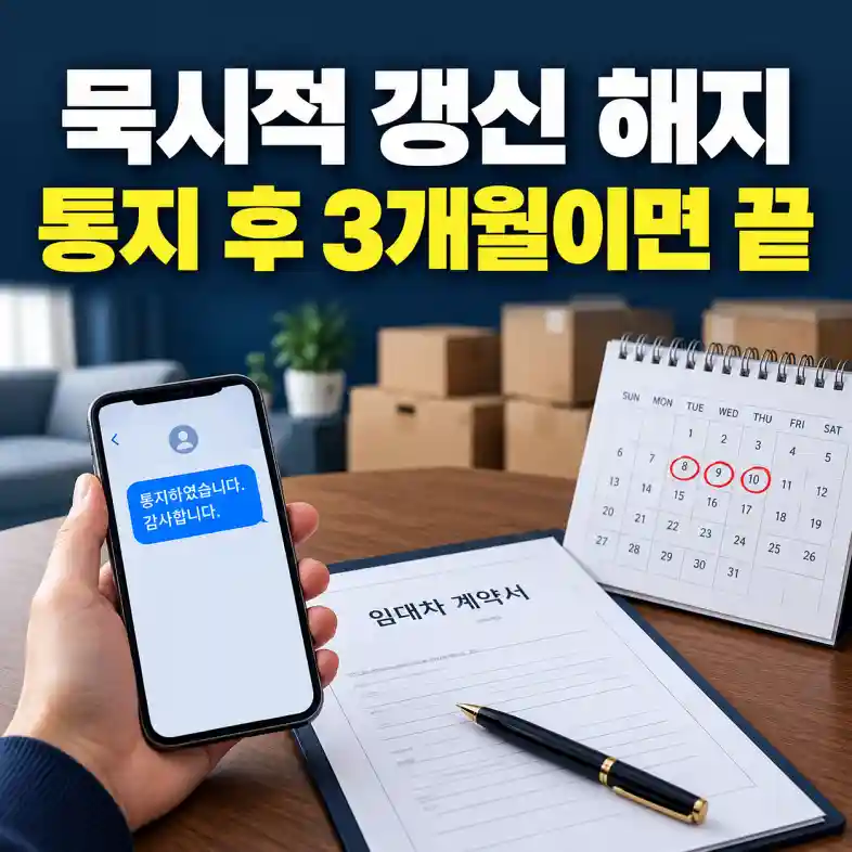 묵시적 갱신 해지를 위해 임대인에게 통지 문자를 보내고 3개월 뒤 날짜를 달력에서 확인하는 세입자