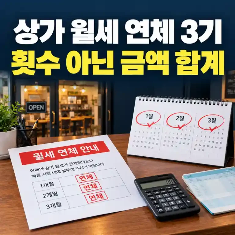 상가 월세 연체 3기 기준에 해당하는지 달력과 통장 내역으로 밀린 금액을 계산하는 점포 임차인
