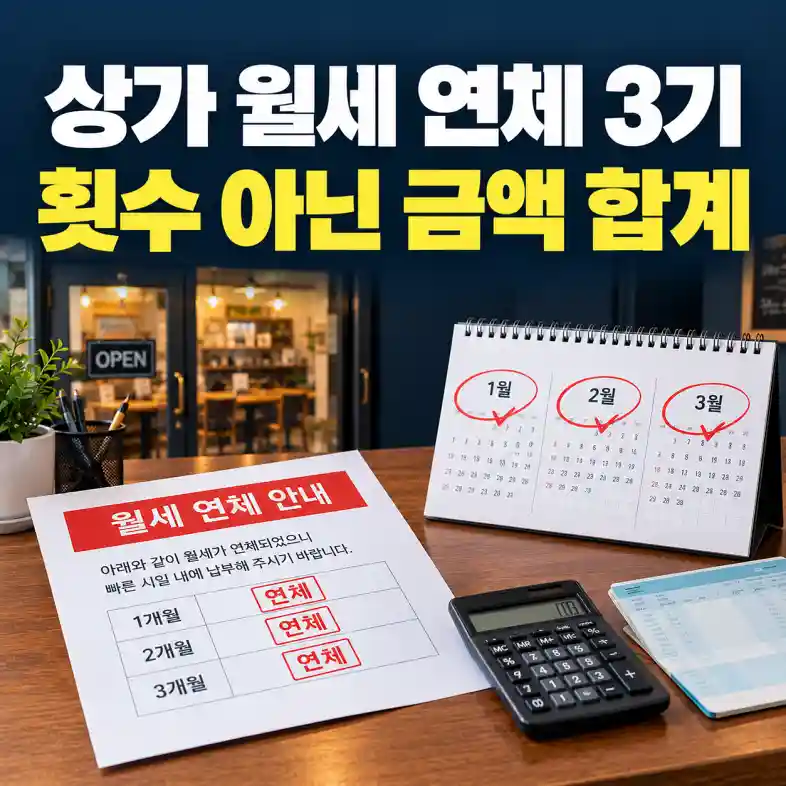 상가 월세 연체 3기 기준에 해당하는지 달력과 통장 내역으로 밀린 금액을 계산하는 점포 임차인