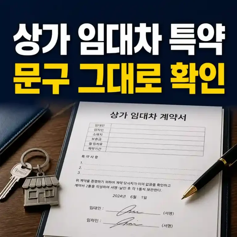 상가 임대차 계약서의 특약 조항을 확인하고 서명하는 임차인